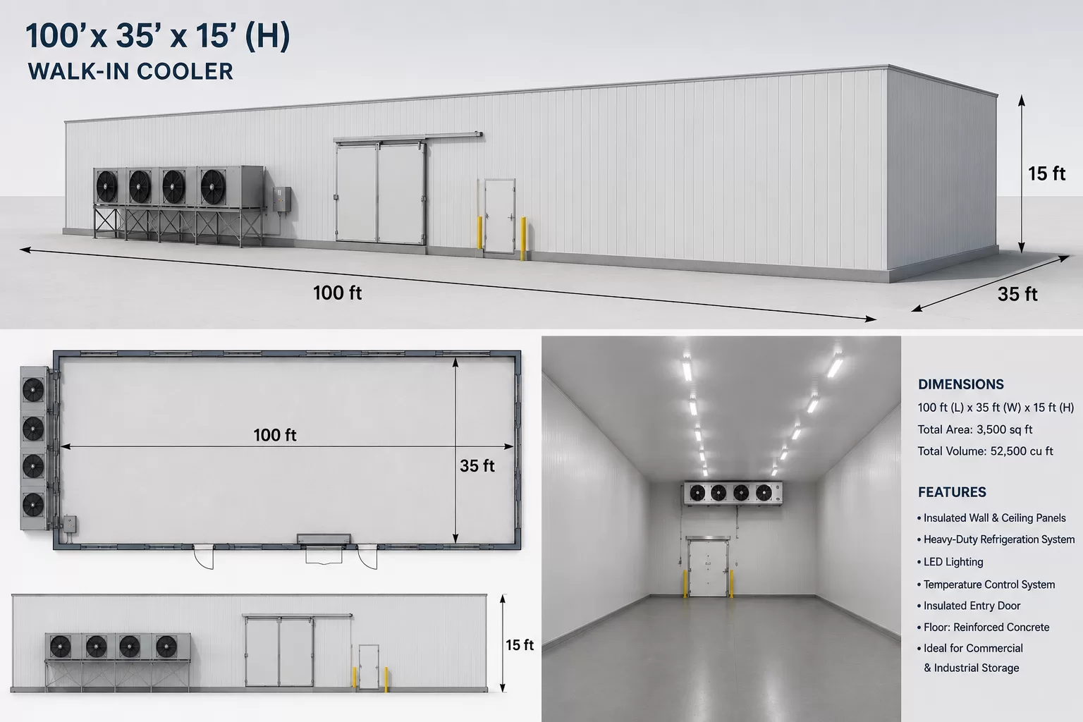100 x 35 x 15(H) Walk-In Cooler