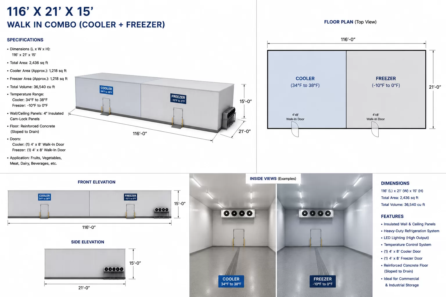 116’X21’X15′ WALK IN COMBO